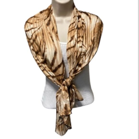 TALBOTS Zebra Designer Scarf Call of the Wild Tan Beige Brown 56 x 14 inches - Picture 3 of 8
